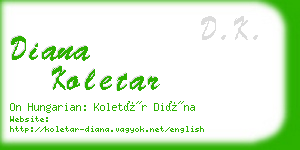 diana koletar business card